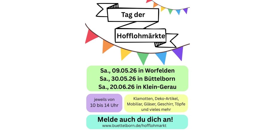 Flyer Ankündigung Hofflohmärkte Mai 2026