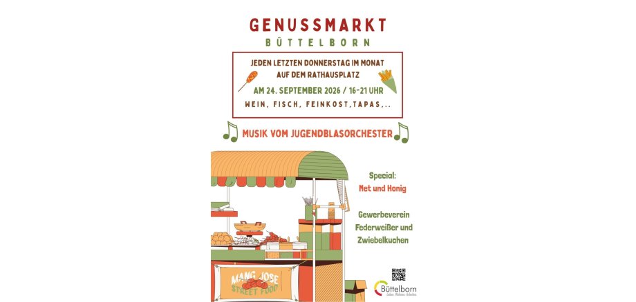 Genussmarkt September Büttelborn - 1 Flyer für Genussmarkt