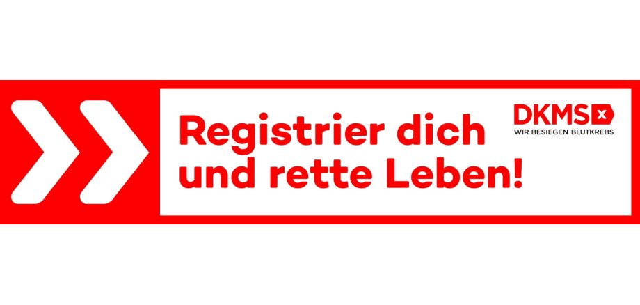 Schriftzug registriere dich und rette Leben DKMS