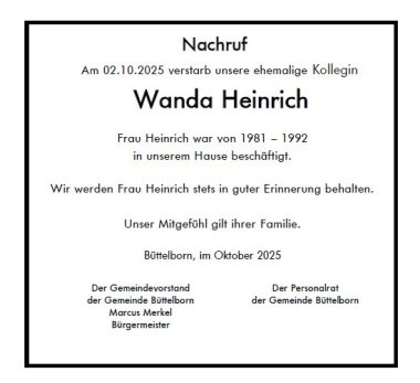 Nachruf Wanda Heinrich