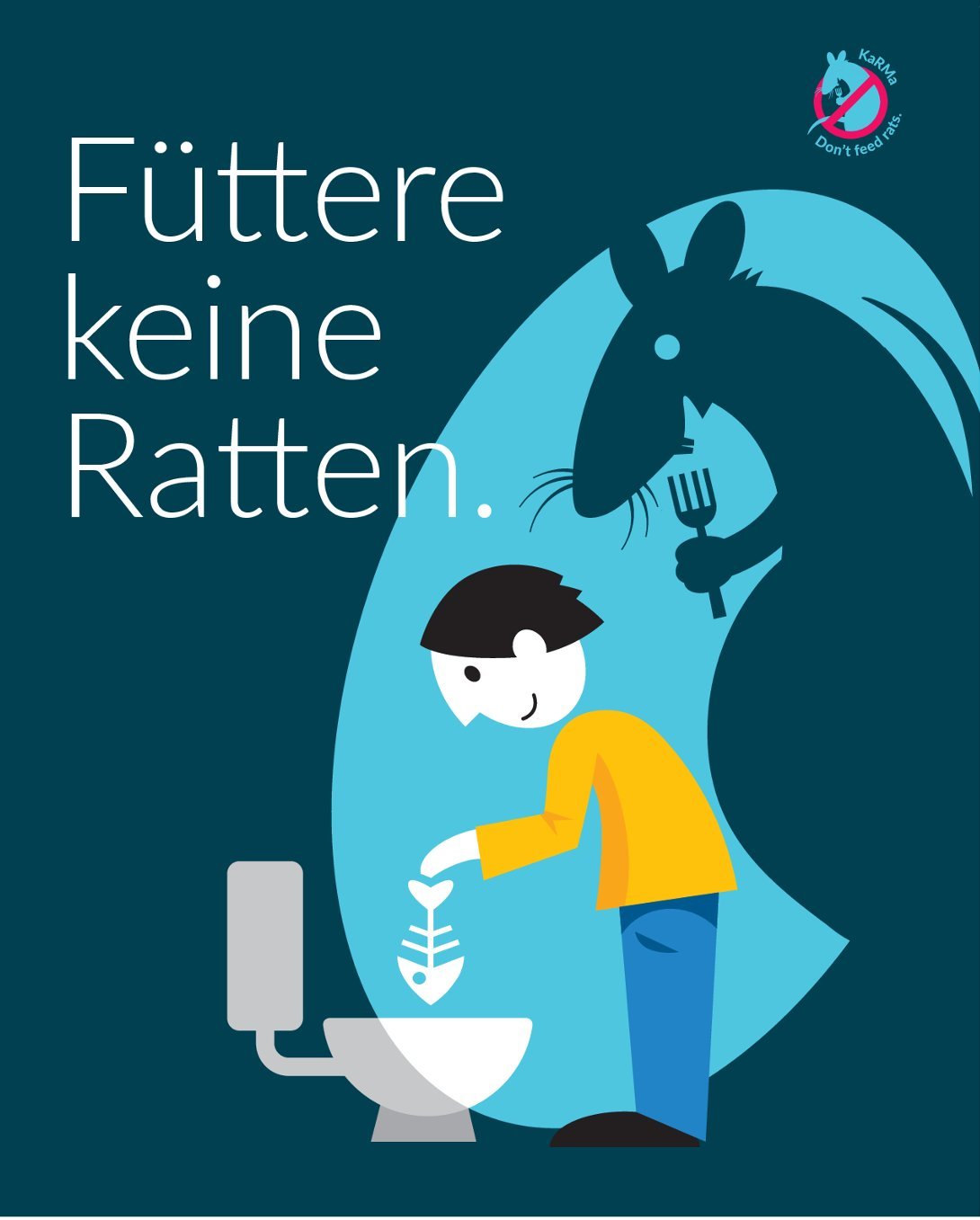 Plakat Rattenbekämpfung Nahrungsmittel in WC entsorgen