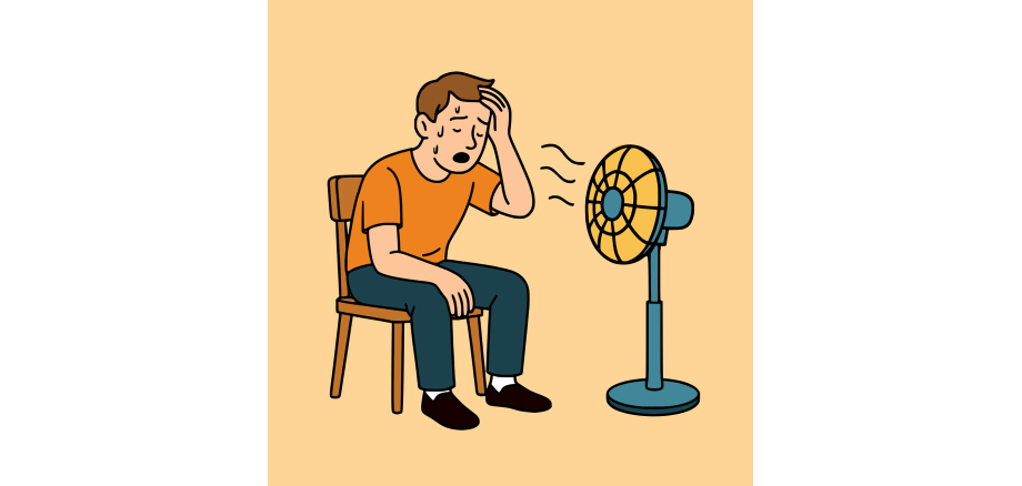 Zeichnung Mann mit Ventilator