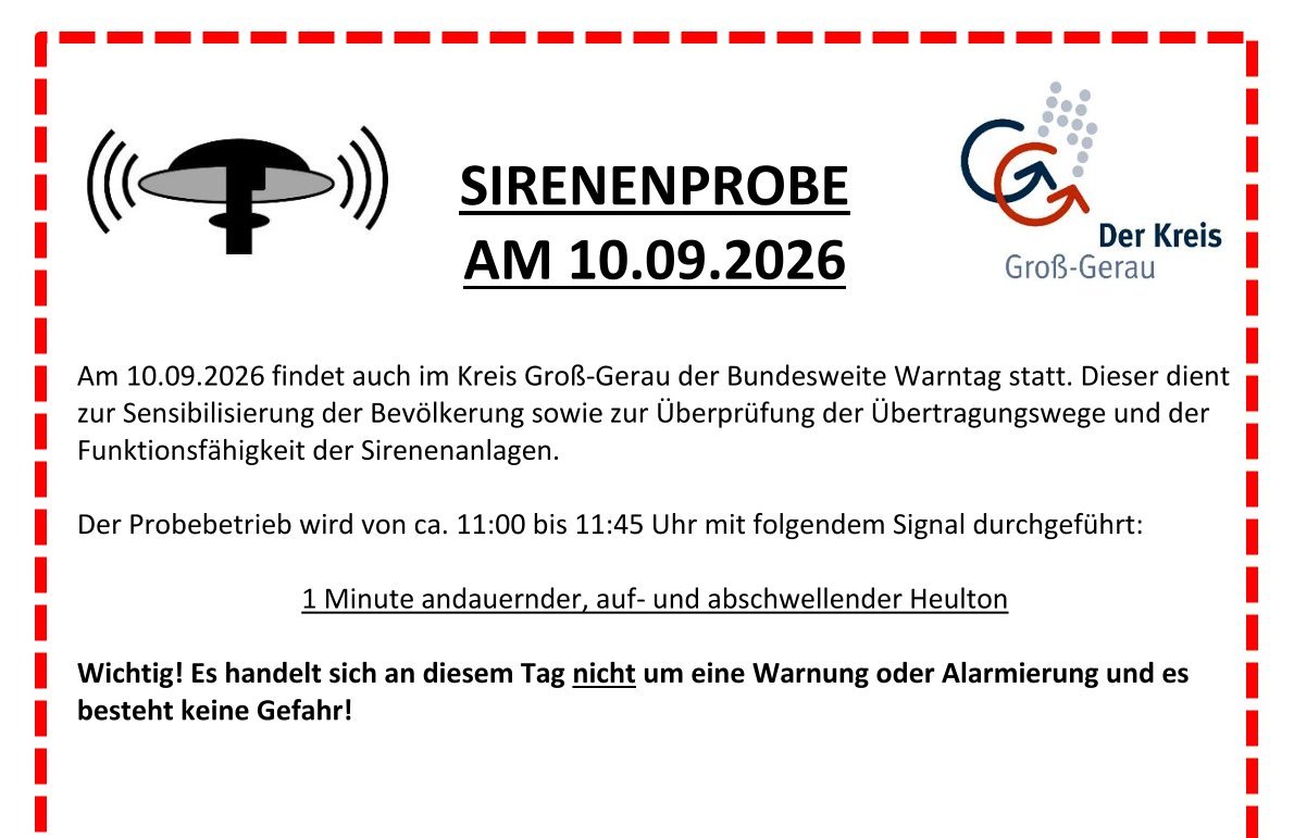 Ausschnitt Flyer Sirenenprobe