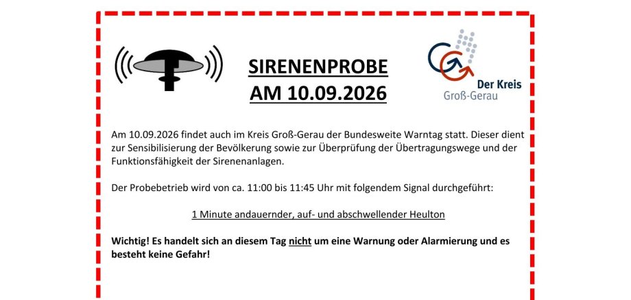 Ausschnitt Flyer Sirenenprobe