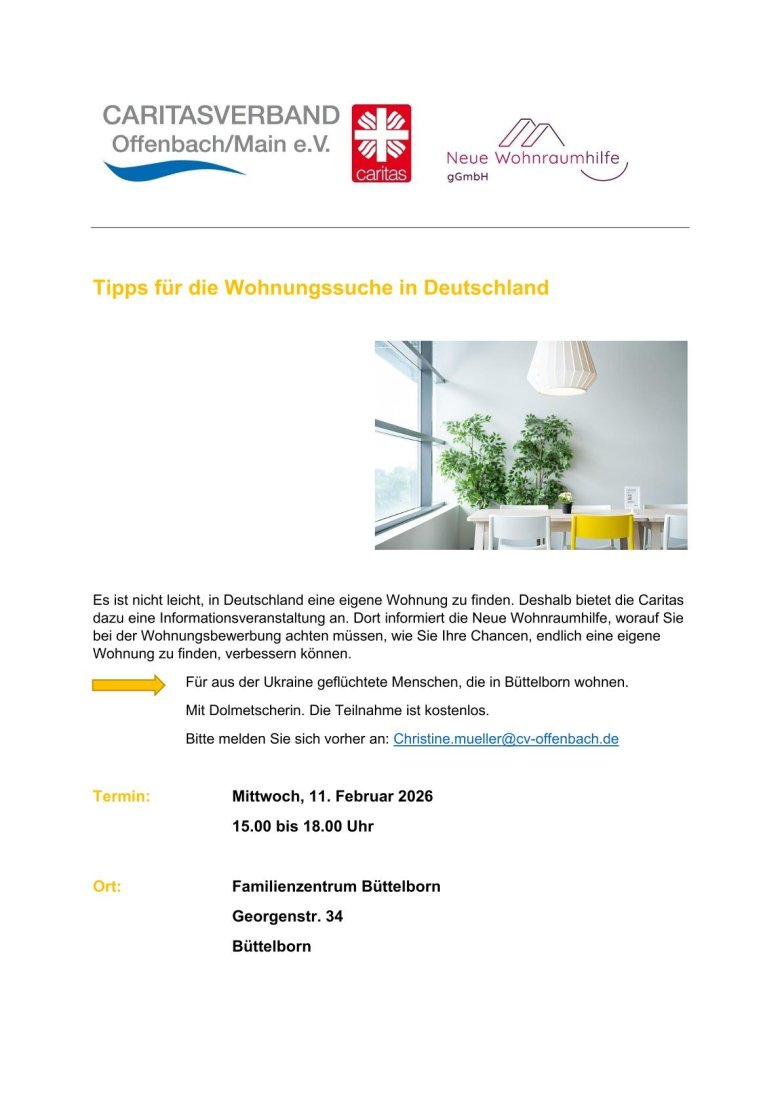 Flyer Veranstaltung Wohnungssuche