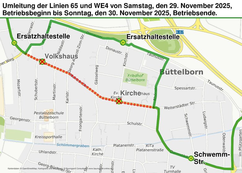 Karte Umleitung Busverkehr