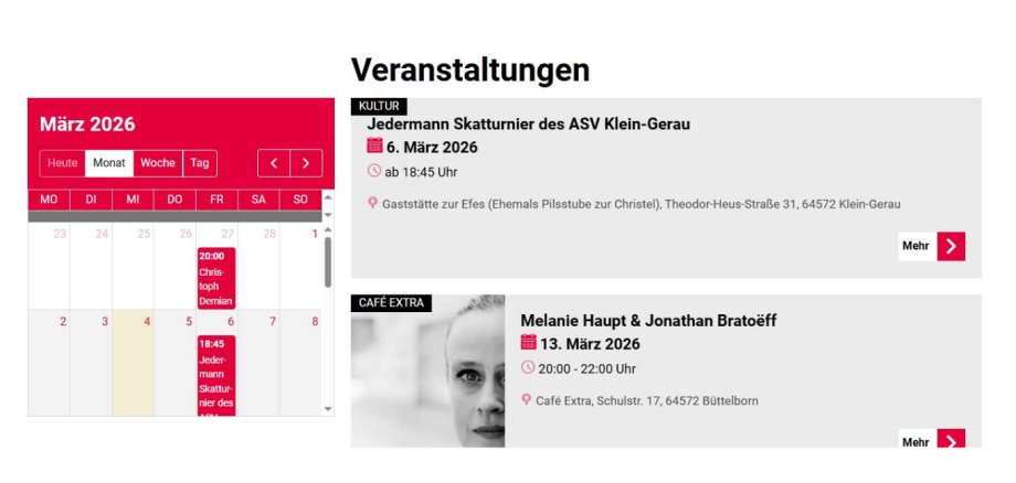 Kein Titel (Website) - 1 Ausschnitt Ansicht Homepage Veranstaltungskalender