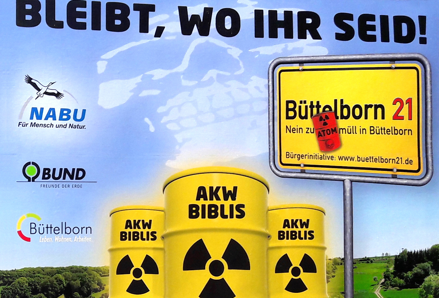 Plakat Bürgerinitiative gegen Atommüll Büttelborn