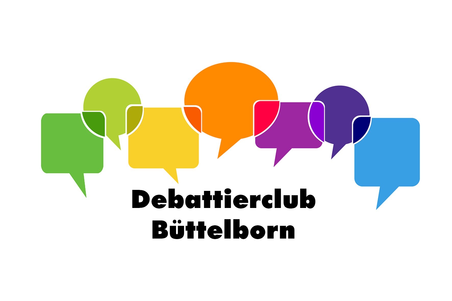 Logo bunte Sprechblasen mit Debattierclub Büttelborn