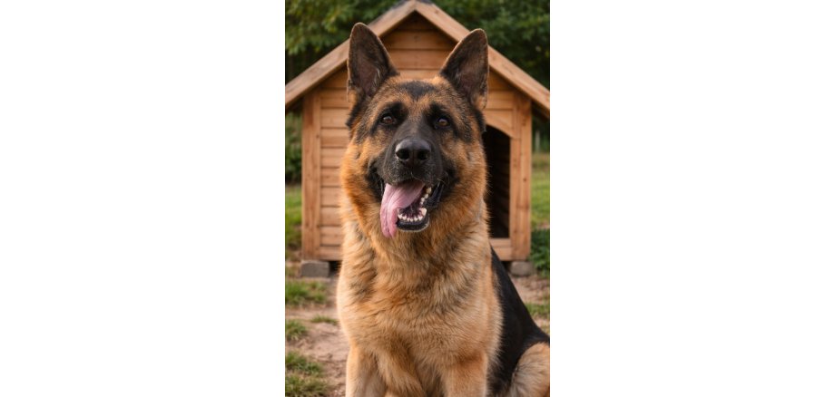 Hund vor Hundehütte